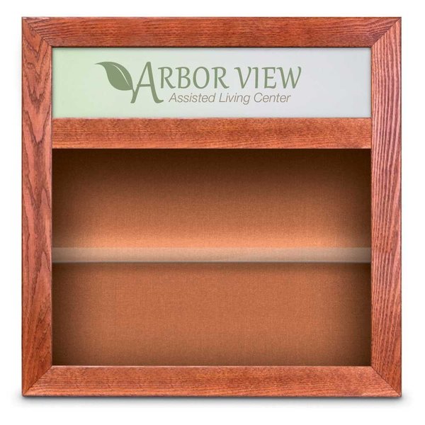 United Visual Products Outdoor Enclosed Combo Board, 42"x32", Satin Frame/Burgundy & Black UVCB4232OD-BURGUN-BLACK